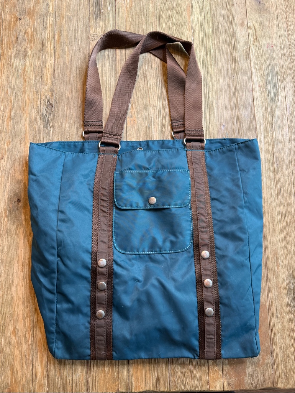 Ellington Women’s Blue/Teal Tote Bag with Brown Straps